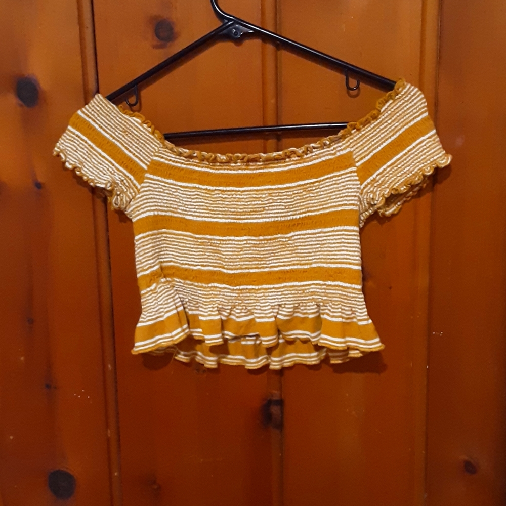 Yellow and White Striped Sky & Sparrow Top